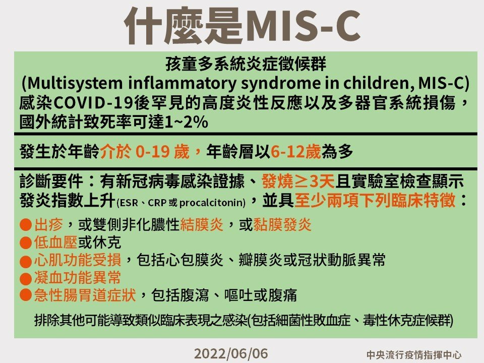 嬰兒確診後2-6週出現症狀，當心兒童多系統發炎症候群（MIS-C）！